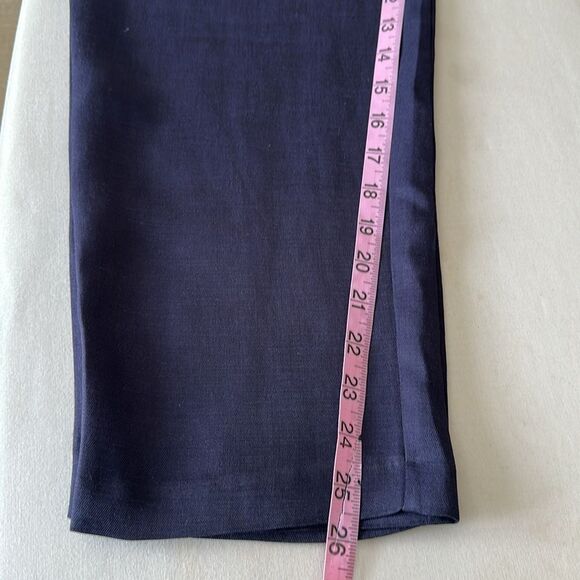 ZARA Women’s Navy Blue Rustic Linen Blend Drawstring Pants Size L - Picture 9 of 10